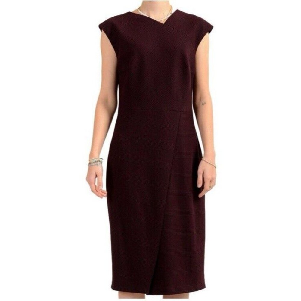 NWT Hugo Boss Dechesta Pencil Dress10 Women's Two-tone Plaid Sleeveless officewe